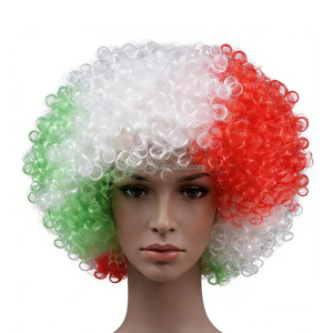 Peruca Colorida para Fãs de Futebol, Peruca Sintética com Cores de Bandeira Nacional, Acessório para Carnaval e Festivais - Product Image 6
