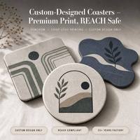 Sous-verres ronds en caoutchouc naturel antidérapants, imperméables et absorbants, avec impression de logo personnalisé, pour la maison et le bureau, lot de 4