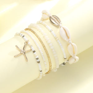Mode été plage or coquille <span class=keywords><strong>chaîne</strong></span> perlée multicouche bracelets <span class=keywords><strong>de</strong></span> <span class=keywords><strong>cheville</strong></span> femmes Boho étoile <span class=keywords><strong>de</strong></span> mer <span class=keywords><strong>cheville</strong></span> Bracelets pieds nus bijoux pour cadeaux - Product Image 4