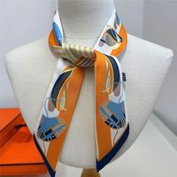Foulard en twill effet soie, bandanas, foulard de cou, rubans pour sac à poignée longue à motifs, foulard pour cheveux, foulards de tête pour femmes, foulard de poignée
