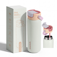 Bouteille d'eau isotherme sous vide à double paroi en acier inoxydable 304 de 24 oz avec logo couleur personnalisé et bouchon à ouverture facile, différentes tailles