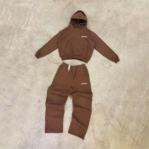 Ensemble de survêtement personnalisé pour homme, coupe évasée, double couche, avec sweat à capuche et pantalon de jogging, deux pièces - Product Image 1