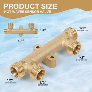 Válvula de sensor de latón macizo con puerto de 3/4 pulgadas NPT para bomba de recirculación de agua caliente - Product Image 4