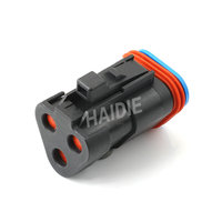 Connecteur étanche Haidie en cuivre à 3 broches femelle, faisceau de câblage gris avec couvercle plat DT06-3S-EP10