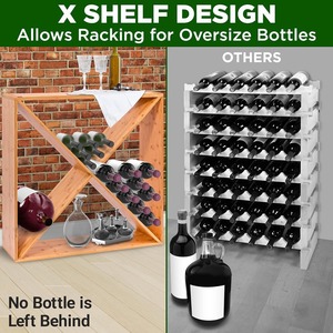 Nutrichef X-Shelf Wine Rack Bamboo 12 Bottle Storage Desktop Display <b>Bar</b> <b>Tool</b> - Product Image 3