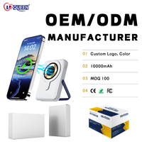 Batterie externe magnétique sans fil 10000 mAh avec support métallique, portable, pour extérieur, personnalisable pour la vente en gros d'électronique grand public