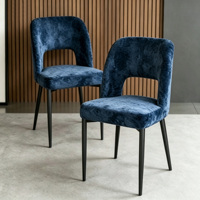Chaise de salle à manger moderne en velours, chaise d'appoint à dossier ajouré, chaise de loisirs à pieds en métal noir pour salle à manger, cuisine, maison
