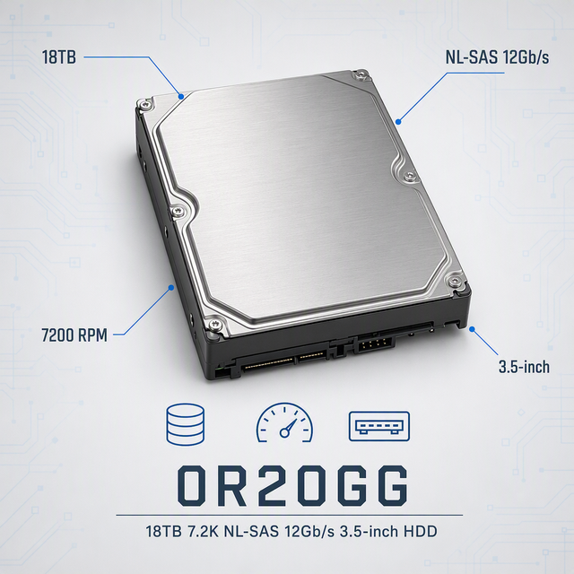 0R20GG 18TB 7.2K SAS 12Gbps 3.5 Inch Internal Hard Drive Enterprise Server Data Center Storage