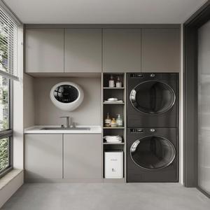Encimera de Lavandería Premium Personalizada para Montar en la Pared, Mueble Empotrado Impermeable para Lavadora, Ideal para Balcón Pequeño - Product Image 1