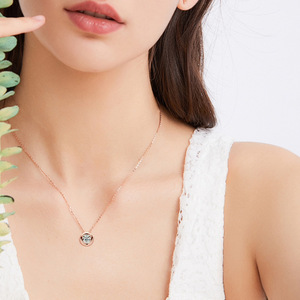 Collar con Colgante Solitario de Moissanita VVS GRA de Corte Redondo, Engaste de Burbuja, Joyería de Cobre Relleno de Oro de 14K para Regalo de Aniversario - Product Image 3