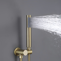 Mitigeur de douche de luxe salle de bain 3 fonctions ensemble de robinets de douche encastrés système de douche à effet pluie en laiton doré brossé