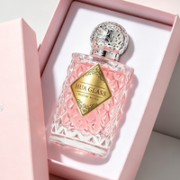 Fabricant de flacons de parfum ronds vides personnalisés OEM à faible MOQ, flacon de parfum en verre transparent pour femmes de 50 ml et 100 ml avec emballage en boîte