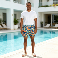 Shorts de bain pour hommes à séchage rapide, imprimé tropical, personnalisables, avec cordon de serrage à la taille, shorts de plage légers avec poches latérales