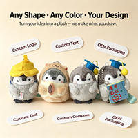 Porte-clés pingouin en peluche personnalisé et mignon, certifié Oeko-Tex 100, mini pendentif de sac brodé en coton PP pour marques, vente en gros
