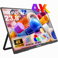 Moniteur portable 23,8 pouces, fréquence de rafraîchissement UHD 60 Hz, haut-parleur intégré, 100 % SRGB, écran de protection oculaire pour la maison, le bureau et les jeux