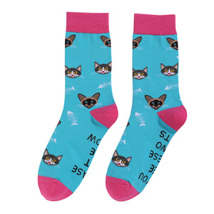 KTS561 Factory OEM Custom Designer Hot-selling Drôle si VOUS POUVEZ VOIR CES DEUX CHATS Chats Chiens Série Pur Coton Femmes Chaussettes - Product Image 4