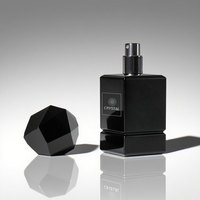 Bouteille de parfum vide rectangulaire noire de luxe personnalisée de 30ml 50ml 100ml avec bouchon noir