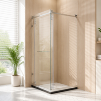 Porte de douche coulissante double sur rail, sans cadre, en acier inoxydable 304, avec grandes roulettes, verre trempé 8 mm, personnalisable et de luxe, pour hôtel ou villa
