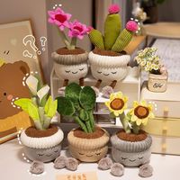 Peluche super douce créative en pot, tournesol, fleur rose, Cactus, calla, lys, simulation de pot de plantes en peluche