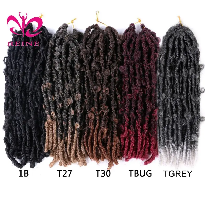 Wholesale 14/18/ 24/36 Inch Soft Butterfly Locs Crochet Braiding Hair Red Blue Straight Butterfly Box Braiding Hair Extensions