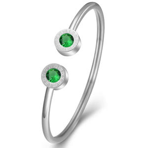 Pulseras <span class=keywords><strong>de</strong></span> acero inoxidable con piedra <span class=keywords><strong>de</strong></span> cristal para niña y mujer, brazalete <span class=keywords><strong>de</strong></span> giro <span class=keywords><strong>abierto</strong></span>, joyería con abalorio, regalos <span class=keywords><strong>de</strong></span> cumpleaños - Product Image 3