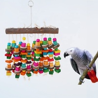 Coloré bois oiseau perroquet hamac balançoires échelles écologique dessin animé Style morsure jouet pour la formation des animaux de compagnie