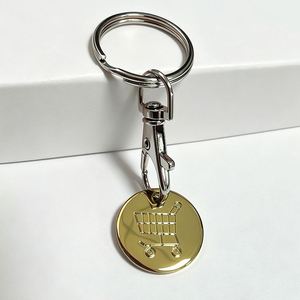 Custom Zinc Alloy Round Epoxy Branded Trolley Coin Keyring Set With Token - Product Image 1