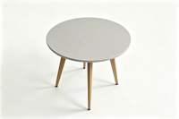 Petite table ronde en bois à grain naturel, réglable et mobile, pour 4 personnes, idéale pour les bureaux, salons, cafés et rassemblements informels à domicile