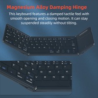 Keyboard Nirkabel Ultra Tipis 3-Lipat dengan Touchpad, Desain Terintegrasi Ukuran Saku, Tombol Tanpa Sambungan, Penutup Kulit Mewah