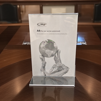 Présentoir de comptoir classique en acrylique transparent commercial A4 personnalisé pour les expositions publicitaires Carte de table de promotion de magasin
