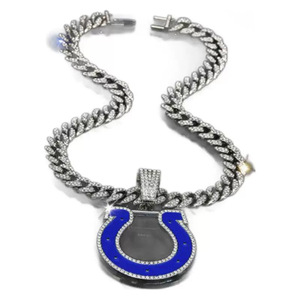 Venta al por mayor Collares con colgante de Indianapolis Colts, Joyería de Moda Hip-hop Estilo Punk Colgante Collares Cubanos Regalos de Aniversario - Product Image 5
