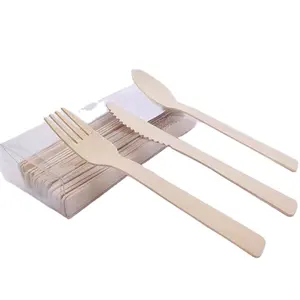 Natural Bamboo Disposable Spoon and Spork Eco-Friendly Cutlery Set for On-The-Go Meals