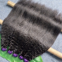 Extensions de cheveux humains lisses et crépus en gros, lots de cheveux naturels noirs 12A, tissage de cheveux lisses Yaki, extensions de cheveux humains