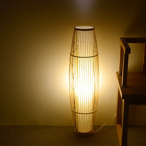 Bamboo Woven Floor Lamp Led Light Source Home Living Room Bedroom <b>Standing</b> Lamp Natural Wood Style Zen Decor - Product Image 3