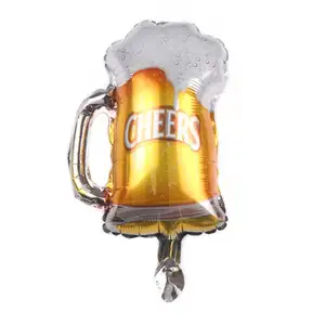 卸売ミニビールマグカップフォイルバルーンウイスキーワインビールカップガラススタインビールカップバーパーティー装飾用グロボス