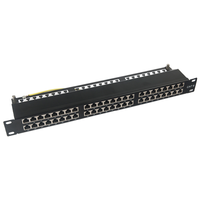 Panel Patch FTP Berlapis Emas 48-Port Cat6 RJ45 1U 19 Inci yang Dapat Disesuaikan untuk Sistem Kabel Jaringan, Suku Cadang Telekomunikasi