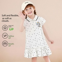 Robe polo licorne pour petites filles, à pois, manches courtes, ourlet à volants, robe d'été décontractée pour enfants de 2 à 6 ans