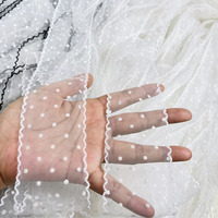 5.5CM Lebar Putih Jala Hitam Titik Bordir Kain Lacef Pita Gaun Pengantin Kerudung Ikat Kepala Hadiah Dekorasi Jahit Rumah DIY Bahan