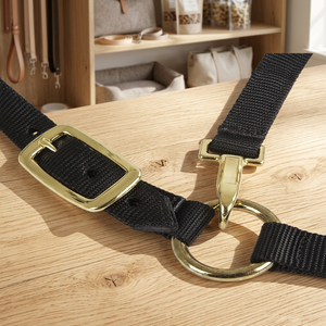 Wholesale High Quality Many Colors Nylon Horse <b>Halter</b> in Full Cob Sizes with Stainless Steel Double Crown Brass Buckle & Ring - Product Image 1