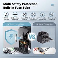 Adaptor bepergian seluruh dunia/Adaptor colokan listrik AC Adaptor perjalanan Universal semua dalam satu dengan USB-C dan port pengisian USB-A