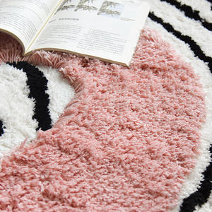 <span class=keywords><strong>Tapis</strong></span> fait main de forme irrégulière, style crème, design artistique, rond, rose, en soie de lait, à poils longs, doux, pour chambre à coucher, salon - Product Image 4