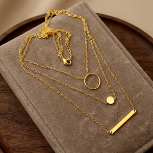 Collar de Moda para Mujer con Colgante Geométrico Clásico de Varias Capas, Chapado en Oro de 18K, Opción en Plata de Ley - Product Image 3