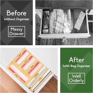 Kitchen Multi-Functional Storage Organizer Bamboo Foil and <b>Plastic</b> <b>Wrap</b> Organizer Ziplock Bag Storage Organizer - Product Image 4