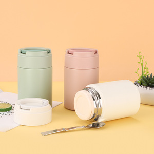 Taza para estofado de acero inoxidable 316 al por mayor, contenedor de sopa para mantener alimentos frescos, taza con cuchara, soporte para teléfono móvil para desayuno - Product Image 3