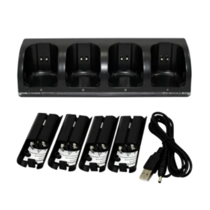 4 נמל מטען Dock תחנת טעינת 4pcs 2800mAh סוללות USB כבל עבור Wiis מרחוק בקר שחור מטען Dock