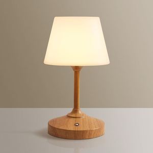 Lampe de table en bois moderne avec abat-jour en acrylique, LED blanc chaud 3500K, IP44, lumière pour salon - Product Image 2