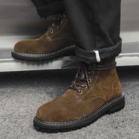 Nouvelle collection printemps : Bottes mi-mollet tendance et polyvalentes pour pieds larges, respirantes, à lacets avant, style moto classique pour le travail.