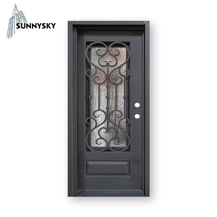 Luxury exterior double office glass doors with cast iron