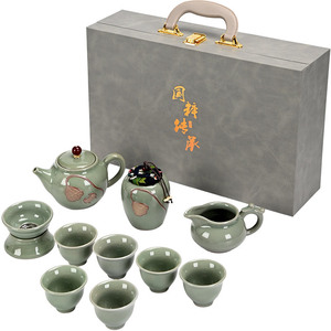 Juego de Té Kung Fu de Cerámica Ge Kiln en Caja de Regalo, Completo para Uso Doméstico o Regalo Empresarial, con Tetera y Tazas con Esmalte Craquelado Premium - Product Image 5