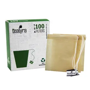 Hot Sale Customized Tag Logo Drawstring Disposable Empty Filter Paper Tea Bag With Outer Box For Herbal Powder Hemp